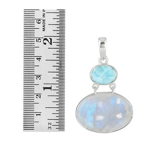 Ayla Sterling Silver Moonstone / Larimar Pendant