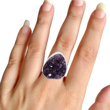 Load image into Gallery viewer, Dreamer Sterling Silver Amethyst Druzy Ring / Adjustable
