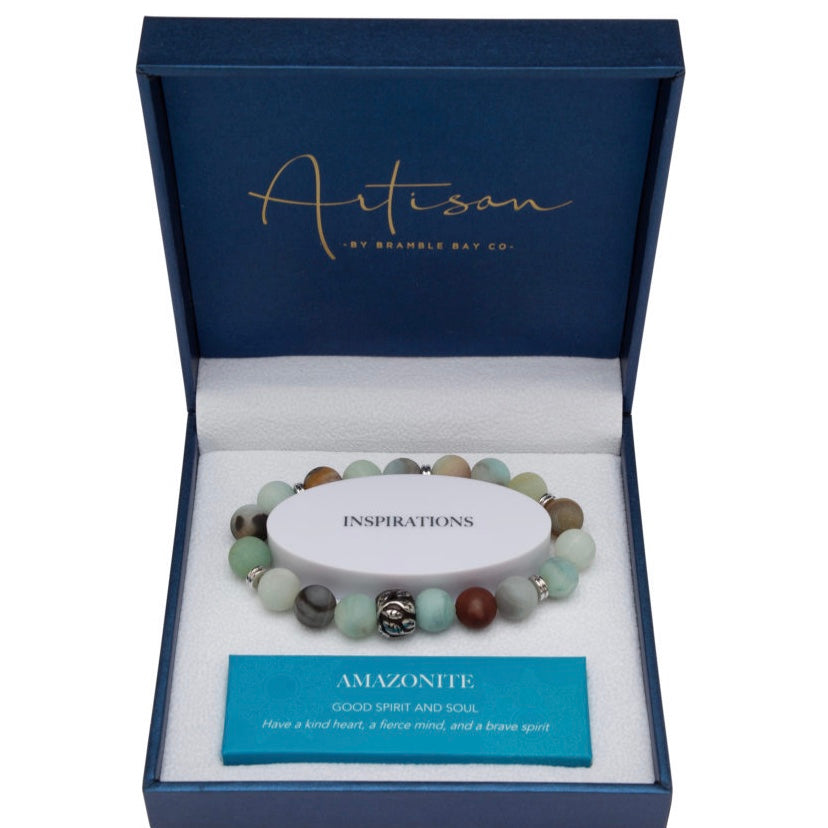 Amazonite Leaf Charm / Natural Stone Bracelet