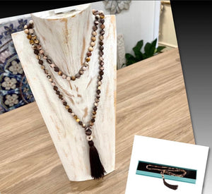 Australian Jasper / 108 Mala Bead Tassel Necklace