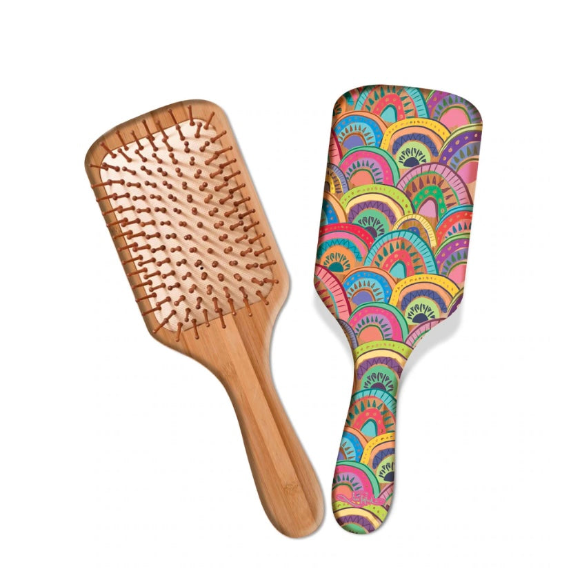 Bamboo Hairbrush / Happy Rainbow