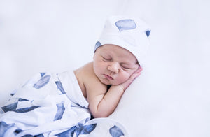 Cloud Chaser / Baby Jersey Wrap & Beanie Set