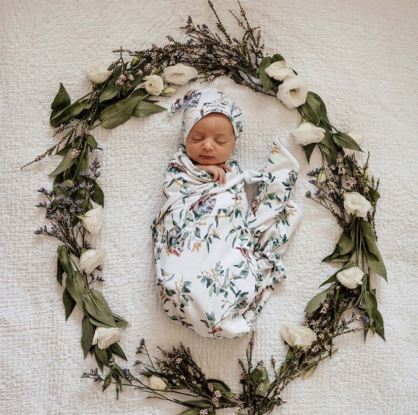 Eucalypt / Baby Jersey Wrap & Beanie Set