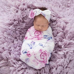 Lilac Skies  / Snuggle Swaddle & Topknot Set