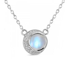 Load image into Gallery viewer, Luna Sterling Silver Crescent Moon Moonstone Necklace
