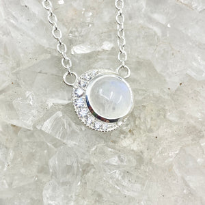 Luna Sterling Silver Crescent Moon Moonstone Necklace