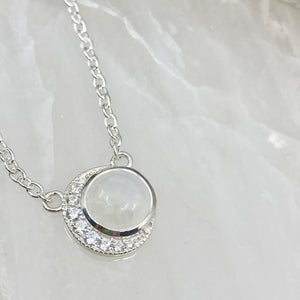 Luna Sterling Silver Crescent Moon Moonstone Necklace