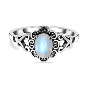 Bella Sterling Silver Scroll Moonstone Ring