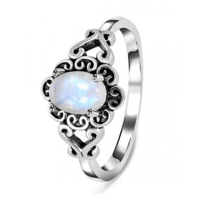 Bella Sterling Silver Scroll Moonstone Ring