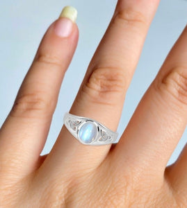 Cara Sterling Silver Triquetra Moonstone Ring