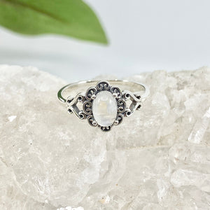 Bella Sterling Silver Scroll Moonstone Ring