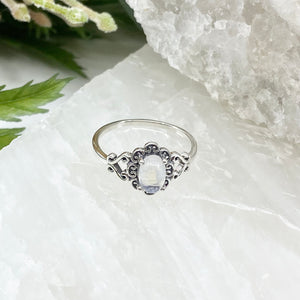 Bella Sterling Silver Scroll Moonstone Ring