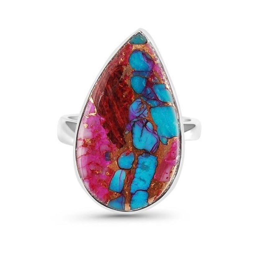 Sophia Sterling Silver Purple Mohave Oyster Turquoise Ring / Adjustable