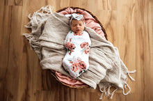 Load image into Gallery viewer, Rosebud / Snuggle Swaddle &amp; Topknot Set
