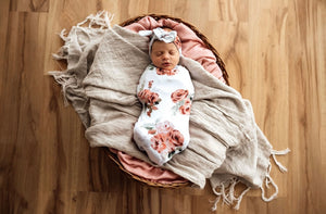 Rosebud / Snuggle Swaddle & Topknot Set