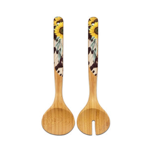 Salad Servers / Sunflower Cowhide