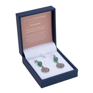 Aventurine Tree of Life  / Natural Stone Earrings