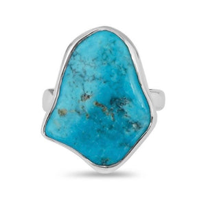 Maya Sterling Silver Turquoise Rough Ring / Adjustable