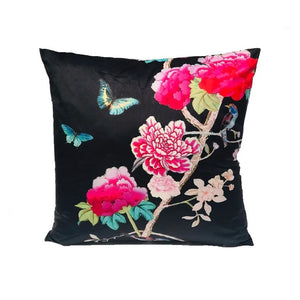 Black Birds Velvet Cushion / Square