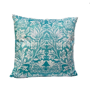 Turquoise Birds Velvet Cushion / Square